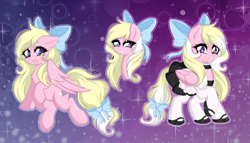 Size: 6503x3710 | Tagged: safe, artist:darkstorm mlp, imported from derpibooru, oc, oc only, oc:bay breeze, pegasus, pony, anime style, background, bedroom eyes, bow, bust, choker, clothes, full body, hair bow, heart, heart eyes, hoof shoes, looking at you, maid, pegasus oc, smiling, sparkles, tail, tail bow, wingding eyes