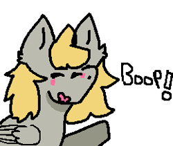 Size: 260x219 | Tagged: safe, artist:jellyhoooves, imported from derpibooru, derpy hooves, ditzy doo, pegasus, pony, boop, ms paint, simple background, solo, white background