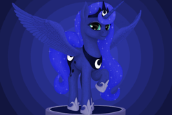Size: 1500x1010 | Tagged: safe, artist:xodok, imported from derpibooru, princess luna, alicorn, pony, series:ponyashnost, looking at you, smiling, spread wings, wings