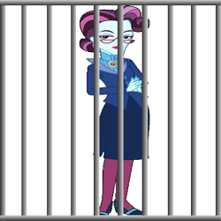 Size: 600x600 | Tagged: safe, editor:incredibubbleirishguy, imported from derpibooru, principal abacus cinch, dance magic, equestria girls, friendship games, spoiler:eqg specials, alternate ending, arrested, bars, jail, prison, prison cell, simple background, solo, transparent background