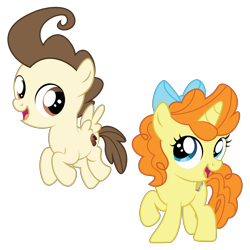 Size: 2400x2400 | Tagged: safe, artist:prixy05, imported from derpibooru, pound cake, pumpkin cake, pegasus, pony, unicorn, bow, cake twins, duo, female, filly, foal, hair bow, older, older pound cake, older pumpkin cake, siblings, simple background, transparent background, twins, vector