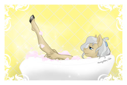 Size: 1200x800 | Tagged: safe, artist:furryfantan, imported from derpibooru, mayor mare, anthro, earth pony, bath, bathing, bathroom, female, soap, solo