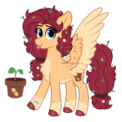 Size: 2300x2300 | Tagged: safe, artist:pink-pone, imported from derpibooru, oc, oc only, oc:heather, pegasus, pony, bandaid, breasts, colored wings, leaves, messy mane, messy tail, simple background, solo, tail, tongue out, transparent background, two toned wings, wings