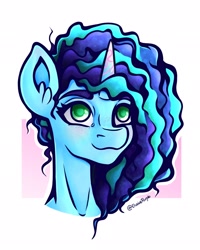 Size: 1638x2048 | Tagged: safe, artist:elusivepurple, imported from derpibooru, anthro, pony, unicorn, alternate hairstyle, bust, g5, misty brightdawn, portrait, smiling, solo