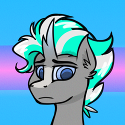 Size: 2657x2657 | Tagged: safe, artist:northglow, imported from derpibooru, oc, oc only, oc:flame belfrey, pony, unicorn, blaze (coat marking), bust, coat markings, facial markings, forked horn, horn, male, sad, solo
