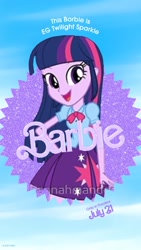 Size: 1080x1920 | Tagged: safe, imported from derpibooru, twilight sparkle, equestria girls, adorkable, barbie, barbie (movie), cute, female, solo, twiabetes