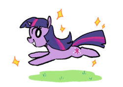 Size: 649x460 | Tagged: safe, artist:punkittdev, imported from derpibooru, twilight sparkle, pony, unicorn, cute, female, grin, mare, running, simple background, smiling, solo, sparkles, twiabetes, unicorn twilight, white background