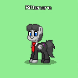 Size: 836x833 | Tagged: safe, imported from derpibooru, oc, oc only, oc:rittenare, pegasus, pony, pony town, cia, clothes, eia, eia agent, green background, necktie, pegasus oc, simple background, solo, suit