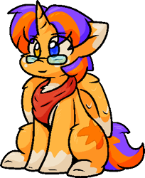 Size: 339x416 | Tagged: safe, artist:zutcha, imported from derpibooru, oc, oc only, alicorn, pony, alicorn oc, bandana, freckles, glasses, heterochromia, horn, male, male alicorn, simple background, sitting, solo, stallion, transparent background, wings