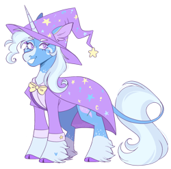 Size: 998x990 | Tagged: safe, artist:wanderingpegasus, imported from derpibooru, trixie, classical unicorn, pony, unicorn, cape, clothes, cloven hooves, female, grin, hat, horn, leonine tail, mare, simple background, smiling, solo, transparent background, trixie's cape, trixie's hat, twitterina design, unshorn fetlocks