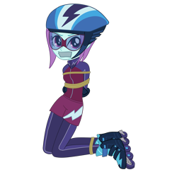 Size: 2000x2000 | Tagged: safe, artist:splendidbondage, imported from derpibooru, sunny flare, human, equestria girls, bondage, bound and gagged, gag, simple background, solo, tape, tape gag, tied up, transparent background