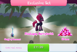 Size: 1264x856 | Tagged: safe, imported from derpibooru, fizzlepop berrytwist, tempest shadow, pony, unicorn, armor, broken horn, bundle, costs real money, english, female, gameloft, horn, mare, mobile game, my little pony: magic princess, numbers, official, sale, scar, solo, staff, staff of sacanas, text