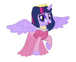 Size: 1133x937 | Tagged: safe, artist:brightstar40k, imported from derpibooru, twilight sparkle, alicorn, clothes, disney princess, dress, simple background, solo, twilight sparkle (alicorn), white background