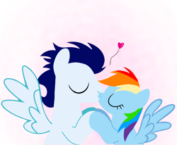 Size: 1800x1486 | Tagged: safe, artist:mlplary6, imported from derpibooru, rainbow dash, soarin', pegasus, pony, duo, eyes closed, female, heart, holding hooves, kiss on the lips, kissing, love, male, mare, shipping, simple background, soarindash, stallion, straight, transparent background, vector