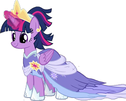 Size: 774x621 | Tagged: safe, edit, edited screencap, editor:incredibubbleirishguy, imported from derpibooru, screencap, twilight sparkle, alicorn, pony, the last problem, background removed, clothes, crown, dress, folded wings, hoof shoes, jewelry, princess shoes, queen, regalia, second coronation dress, simple background, solo, transparent background, twilight sparkle (alicorn), wings