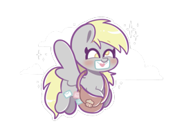 Size: 1369x1032 | Tagged: safe, artist:typhwosion, imported from derpibooru, derpy hooves, pegasus, pony, bag, cute, derpabetes, mailbag, simple background, solo, transparent background