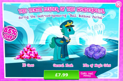 Size: 1966x1300 | Tagged: safe, imported from derpibooru, general flash, pegasus, pony, advertisement, clothes, costs real money, english, folded wings, gameloft, gem, hat, magic coins, male, mobile game, my little pony: magic princess, numbers, official, sale, solo, stallion, text, wings