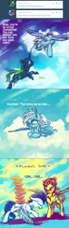 Size: 800x2628 | Tagged: safe, artist:ask-cyberpunkspitfire, imported from derpibooru, fleetfoot, soarin', spitfire, changeling, pony, food, pie