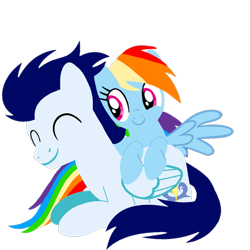 Size: 1099x1099 | Tagged: safe, artist:mlplary6, imported from derpibooru, rainbow dash, soarin', pegasus, pony, duo, eyes closed, female, lying down, male, mare, shipping, simple background, smiling, soarindash, stallion, straight, transparent background, vector