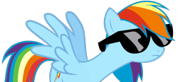 Size: 2199x1024 | Tagged: safe, artist:elibrony, derpibooru exclusive, imported from derpibooru, rainbow dash, pegasus, pony, female, mare, simple background, solo, spread wings, sunglasses, transparent background, vector, wings