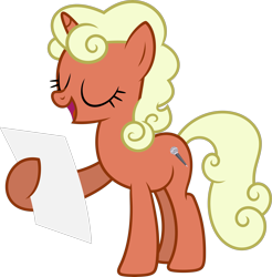 Size: 5025x5101 | Tagged: safe, artist:starryshineviolet, imported from derpibooru, cantora, golden tones, pony, unicorn, the fault in our cutie marks, background pony, eyes closed, female, high res, mare, open mouth, paper, sheet music, simple background, singing, solo, transparent background, vector