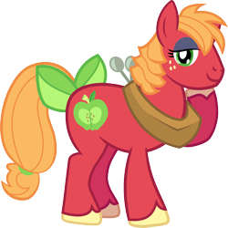Size: 1102x1100 | Tagged: safe, artist:jaye, imported from derpibooru, big macintosh, earth pony, pony, bow, collar, eyeshadow, female, green eyes, macareina, makeup, mare, simple background, solo, tail, tail bow, trans big macintosh, trans female, transgender, transparent background, vector