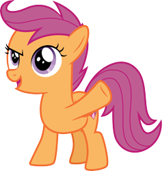 Size: 2846x3000 | Tagged: safe, artist:cloudy glow, imported from derpibooru, scootaloo, pegasus, pony, the last crusade, .ai available, female, filly, foal, open mouth, raised hoof, simple background, solo, the cmc's cutie marks, transparent background, vector