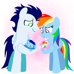 Size: 1800x1800 | Tagged: safe, artist:mlplary6, imported from derpibooru, rainbow dash, soarin', oc, oc:blue skies, oc:speedy dash, pegasus, pony, baby, baby pony, carrying, colt, crying, female, filly, foal, happy, male, mare, momma dash, newborn, newborn twins, offspring, parent:rainbow dash, parent:soarin', parents:soarindash, shipping, siblings, simple background, smiling, soarindash, stallion, straight, tears of joy, transparent background, twins, vector