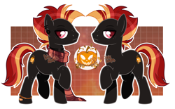 Size: 3880x2403 | Tagged: safe, artist:dixieadopts, imported from derpibooru, oc, oc only, oc:pumpkin dusk, earth pony, pony, clothes, ear piercing, earring, jewelry, male, piercing, scarf, simple background, solo, stallion, transparent background
