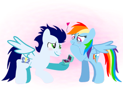 Size: 2000x1471 | Tagged: safe, artist:mlplary6, imported from derpibooru, rainbow dash, soarin', pegasus, pony, blushing, crying, duo, female, happy, heart, jewelry, love, male, mare, marriage proposal, ring, romantic, shipping, simple background, smiling, soarindash, stallion, straight, tears of joy, transparent background, vector