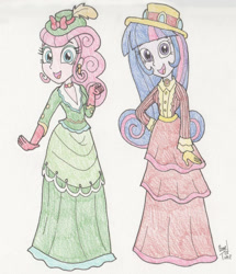 Size: 1203x1400 | Tagged: safe, artist:bageloftime, imported from derpibooru, pinkie pie, twilight sparkle, alicorn, human, equestria girls, clothes, dress, duo, gown, humanized, long dress, long skirt, skirt, twilight sparkle (alicorn), western