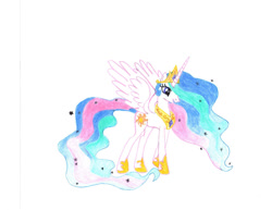 Size: 900x696 | Tagged: safe, artist:superkataang1, imported from derpibooru, princess celestia, alicorn, pony, female, mare, simple background, solo, traditional art, white background