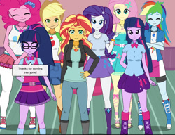 Size: 828x636 | Tagged: safe, imported from derpibooru, applejack, fluttershy, pinkie pie, rainbow dash, rarity, sci-twi, sunset shimmer, twilight sparkle, human, equestria girls, humane five, humane seven, humane six, kisekae, spnati