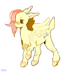 Size: 1280x1339 | Tagged: safe, artist:hoofpeet, imported from derpibooru, fluttershy, pegasus, pony, alternate hairstyle, freckles, freckleshy, hooves, simple background, spread wings, underhoof, white background, wings