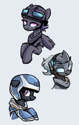 Size: 368x584 | Tagged: safe, artist:plunger, imported from derpibooru, oc, oc only, changeling, pony, clothes, gray background, helmet, horn, simple background, visor, wings
