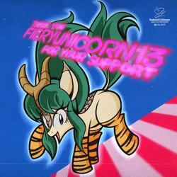 Size: 1920x1920 | Tagged: safe, alternate version, artist:theratedrshimmer, imported from derpibooru, kirin, pony, anime, cute, female, kirin-ified, lum invader, ponified, solo, species swap, urusei yatsura