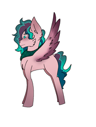 Size: 768x1024 | Tagged: safe, artist:moondrawzlv, derpibooru exclusive, imported from derpibooru, oc, oc only, pegasus, pony, ambiguous gender, bandana, concave belly, markings, simple background, solo, white background