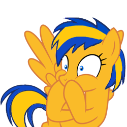 Size: 1250x1250 | Tagged: safe, artist:mlpfan3991, imported from derpibooru, oc, oc only, oc:flare spark, pegasus, pony, female, simple background, solo, stifling laughter, transparent background, vector