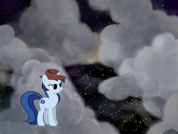 Size: 4032x3024 | Tagged: safe, edit, imported from derpibooru, pony, unicorn, cloud, fedora, fedora (os), hat, linux, night, ponified, sky, solo, wallpaper, wallpaper edit