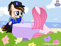 Size: 2048x1536 | Tagged: safe, artist:mrstheartist, imported from ponybooru, oc, oc:annisa trihapsari, oc:seb the pony, earth pony, pony, dating, digital art, female, tail