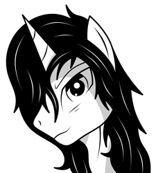 Size: 2161x2400 | Tagged: safe, artist:rugalack moonstar, imported from derpibooru, oc, oc only, oc:rugalack moonstar, pony, unicorn, bust, monochrome, solo
