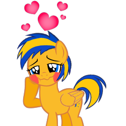 Size: 1520x1520 | Tagged: safe, artist:mlpfan3991, imported from derpibooru, oc, oc only, oc:flare spark, pegasus, pony, blushing, floating heart, heart, love struck, simple background, solo, transparent background