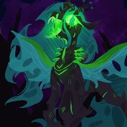 Size: 2048x2048 | Tagged: artist needed, source needed, safe, imported from derpibooru, queen chrysalis, changeling, changeling queen, pony, female, glowing, glowing eyes, glowing mouth, solo