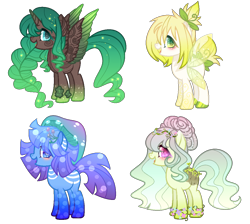 Size: 1140x1022 | Tagged: safe, artist:anno酱w, imported from derpibooru, oc, oc only, alicorn, earth pony, alicorn oc, base used, earth pony oc, fairy wings, flower, horn, mushroom, simple background, smiling, transparent background, wings