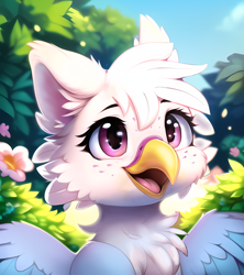 Size: 2048x2304 | Tagged: safe, editor:helip12, imported from derpibooru, oc, hippogriff, ai assisted, ai content, bust, female, fluffy, portrait, solo