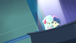 Size: 3072x1727 | Tagged: safe, imported from derpibooru, screencap, bon bon, lyra heartstrings, sweetie drops, human, equestria girls, rainbow rocks, duo, duo female, eyebrows, female, looking at each other, looking at someone, musical instrument, piano, raised eyebrow, smiling, smiling at each other