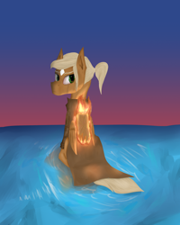 Size: 1600x2000 | Tagged: safe, artist:desperius, imported from derpibooru, oc, oc:threnody, pegasus, pony, fallout equestria, fallout equestria: speak, clothes, coat, crying, fanfic, fanfic art, fire, ponytail, sky background, solo, water