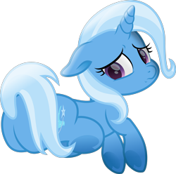 Size: 5644x5601 | Tagged: safe, artist:lincolnbrewsterfan, imported from derpibooru, trixie, pony, unicorn, a horse shoe-in, .svg available, adorable distress, blue, butt, colored pupils, covering, cute, cute face, diatrixes, disappointed, female, floppy ears, frog (hoof), highlights, hoof heart, horn, i'm sorry, inkscape, looking back, looking down, lying down, mare, movie accurate, plot, prone, puppy dog eyes, purple eyes, rear view, sad, sad face, sadness, sadorable, shading, simple background, solo, svg, tail, tail covering, the great and powerful ass, three quarter view, transparent background, two toned hair, two toned mane, two toned tail, underhoof, upside-down hoof heart, vector, wand