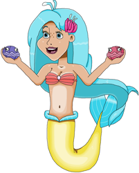 Size: 1204x1497 | Tagged: safe, artist:ocean lover, imported from derpibooru, princess skystar, shelldon, shelly, human, mermaid, my little pony: the movie, background removed, bare shoulders, beautiful, belly, belly button, blue eyes, blue hair, bra, cheerful, creepy, curvy, disney style, excited, excitement, fins, fish tail, flower, flower in hair, freckles, happy, hourglass figure, human coloration, humanized, lips, lipstick, long hair, looking at someone, mermaid princess, mermaid tail, mermaidized, mermay, midriff, moderate dark skin, ms paint, nightmare fuel, open mouth, pretty, seashell, seashell bra, shell, simple background, species swap, tail, tail fin, white background