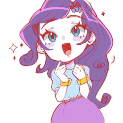 Size: 1024x1024 | Tagged: safe, artist:vantenicy, imported from derpibooru, rarity, human, equestria girls, blushing, cute, female, open mouth, open smile, raribetes, simple background, smiling, solo, white background